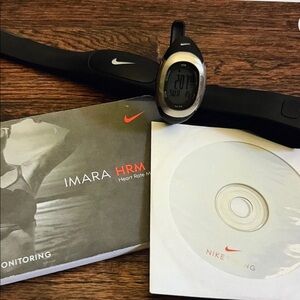 Nike Imara HRM Watch Chest Band CD and User Manual in Black and Silver